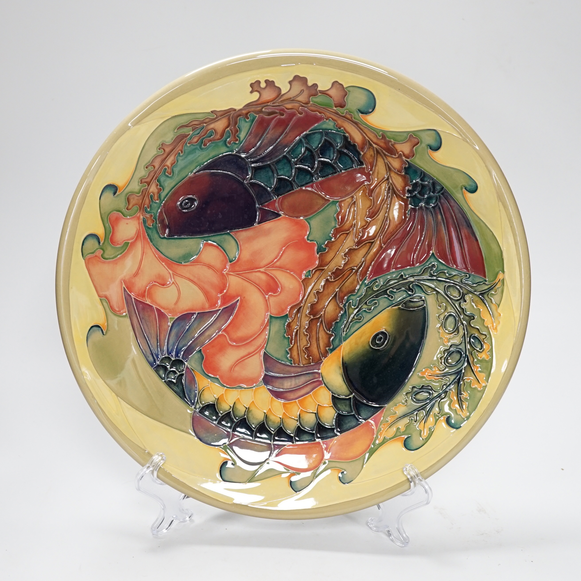 A large Moorcroft ‘Carp’ charger, 35cm